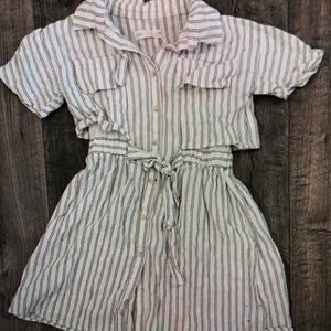Zara Striped Kids Dress - White and Blue
